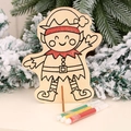 DIY Christmas wooden elf paint kit with three colorful markers and glitter details - Elf