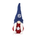 Gnomo patriottico USA con cappello blu a maglia e corpo in feltro rosso per decorazione - Lettera S