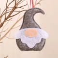 Gray felt gnome ornament with white beard and red ribbon for Christmas tree decoration - Gray