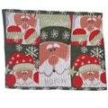 Knitted Christmas placemat featuring Santa Claus motifs and Feliz Navidad text - Santa Claus