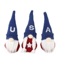 Set di tre gnomi patriottici USA in peluche con berretti a maglia rossi bianchi e blu - Set di Bambole Lettere U S A