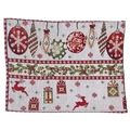 Knitted Christmas placemat with red and green reindeer patterns and festive holiday motifs - Elk