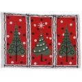 Red Christmas tree woven placemat with snow pattern for holiday dining table decor - Christmas Tree