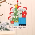 Addobbo natalizio in legno per famiglia di 5 persone con mascherine e ricordo 2020 - Stile Famiglia Albero di Natale