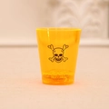 Bicchiere di Halloween giallo traslucido con teschio nero per decorazioni di feste - Motivo di Teschio