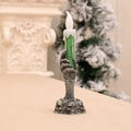 Lampada a candela LED mano di scheletro Halloween con cera verde e motivi di ragnatela - Verde
