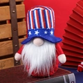 Patriotic 4th of July Uncle Sam gnome plush doll with red and white striped hat - Bowler Hat
