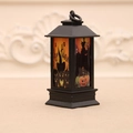 Lanterna decorativa nera di Halloween con disegni di zucche e castelli e anello per appenderla - Stile Zucca Castello