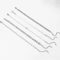 Fünfteiliges Set aus silbernen Edelstahl-Armbändern mit Schlangen- und Figaro-Ketten - Silber (F1694)