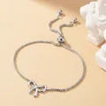Bracelet ajustable en acier inoxydable avec pendentif nœud sur fond artistique chic - Style de Nœud (F3196) / Argenté