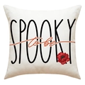 Detail van Spooky To Be tekst en rode bloemenprint op de Halloween kussensloop - Spooky To Be Rode Bloem Stijl (23YM92-4) / 45*45cm (Alleen kussensloop)