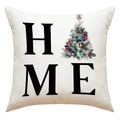 Detail van linnen kussensloop met kerstboom en HOME letters print voor kerstsfeer - HOME Ontwerp(23YM94-4)
