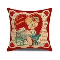 Vintage red Valentine pillow case with blonde girl typewriter print and heart motifs - 45x45cm (Single Cover) / Typing Girl Style (YMV46-2)