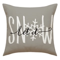 Detail van linnen kussensloop met Let It Snow tekst en witte sneeuwvlok print - Let it Snow Sneeuwvlok Stijl (23YM105-3)