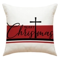 Dettaglio della trama della federa natalizia in lino con stampa Merry Christmas e croce - 45x45 cm / Stile a Righe Merry Christmas (23YM105-3)