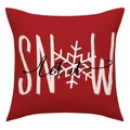 Dettaglio della federa rossa con stampa SNOW e fiocchi di neve per Natale - 45x45 cm / Stile Fiocco di Neve Let it Snow (23YM105-4)