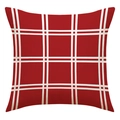 Dettaglio della federa in lino a quadri rossi e bianchi con motivo scozzese classico - 45x45 cm / Stile a Quadri Rosso e Bianco (23YM105-2)
