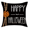 Halloween decorative linen pillowcase with black base, orange pumpkin, and festive text - 45x45cm(Case Only) / Happy Halloween Pumpkin Style (23YM125-2)