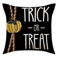 Detail of Trick or Treat Halloween pillowcase with gold glitter pumpkin on linen texture - 45x45cm(Case Only) / Trick Or Treat Style (23YM125-3)
