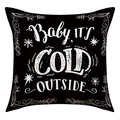 Detail van de stoftextuur en rendierprint op de kerstkussensloop met winterse tekst - Winter Tekst Stijl (23YM130-2) / 45x45cm