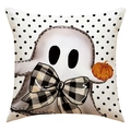 Halloween pumpkin ghost throw pillow cover with polka dots for home sofa decor - White Ghost Polka Dot Style (23YM122-1)