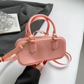 Pink jelly pillow bag with top handles and adjustable strap for stylish women commute - Pink
