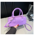 Purple PVC jelly Boston bag with top handles and adjustable shoulder strap - Purple