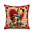 Vintage Valentine's Day linen cushion with red scalloped edge and retro boy illustration - 45x45cm (Single Cover) / Scooter Boy Style (YMV46-1)