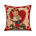 Vintage red Valentine's Day pillow cover with a retro boy and red hearts print - 45x45cm (Single Cover) / Delivery Boy Style (YMV46-3)
