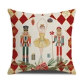 Detail of Christmas Nutcracker and ballerina print on textured linen pillowcase fabric - Nutcracker And Ballet Dancer Style (23YM131-1)