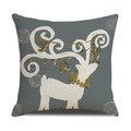 Weihnachts-Kissenbezug in Dunkelgrau mit Rentier-Motiv und JOY-Buchstaben-Design - Rentier JOY Grau Stil (23YM142-3)