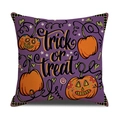 Funda de cojín morada de Halloween con texto Trick or Treat y calabazas - Estilo de Calabaza Púrpura Trick or Treat (YMW42-1)