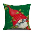 Kerst kussensloop van linnen met kerstkabouter en hulstbessen voor decoratie - 45x45cm / Groene Polka Dot Gnome Stijl (23YM150-4)