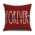 Dettaglio federa rossa San Valentino con scritta FOREVER love e trama in misto cotone-lino - Stile Forever Love (23YM161-3)