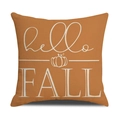 Orange linen pillow cover with hello fall text and pumpkin print for autumn decor - Square / Orange Hello Fall Style (23YM38-2)