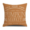 Pumpkin Market orange linen pillow cover with vintage white typography for autumn decor - Square / Orange Pumpkin Market Style (23YM146-4)