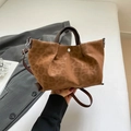 Tragetasche mit Leopardenmuster, braunen Griffen und verstellbarem Riemen für Damen - Braun