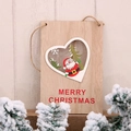 Targa natalizia in legno a forma di cuore con Babbo Natale e corda di canapa naturale - Stile Cuore