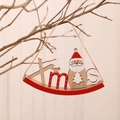 Decorazione natalizia in legno con lettere Xmas e Babbo Natale su base rossa - Babbo Natale