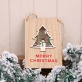 Targa natalizia in legno per porta con pupazzo di neve e scritta Merry Christmas decorativa - Albero di Natale