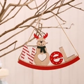 Decorazione natalizia in legno NOEL con renna e base rossa da appendere per feste - Cervo