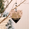 Elegante decorazione natalizia a forma di cuore in legno con motivi di pupazzo di neve oro - Stile Cuore