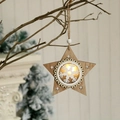 Houten kerstster met warme LED-verlichting en een uitgesneden sneeuwvlokontwerp - Sneeuwvlok Stijl