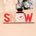 Decorazione natalizia in legno SNOW con pupazzo di neve e motivi di stelle rosse - Pupazzo di neve