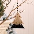 Ciondolo albero di Natale in legno nero e oro con scritta XMAS e perle colorate - Albero di Natale