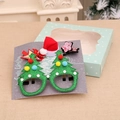 Set regalo di Natale con occhiali ad albero di paillettes verdi e fermaglio stella - Verde