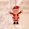 Colgante de Papá Noel en madera pintada con cuerda de cáñamo para decoración navideña - Papá Noel