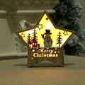 Hölzerner LED-Weihnachtsstern mit warmer Beleuchtung und Schneemann-Motiv - Schneemann