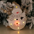 Leuchtender Schneemann-Anhänger aus Holz mit warmer LED-Beleuchtung für Weihnachten - Schneemann