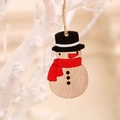 Colgante de madera de muñeco de nieve con bufanda roja para decoración de Navidad - Muñeco de nieve